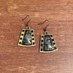 Vintage Antique Gold-Plated Retro Dangle Earrings